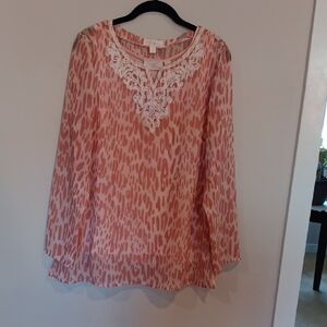 Pink Embellished Bib Collar Blouse